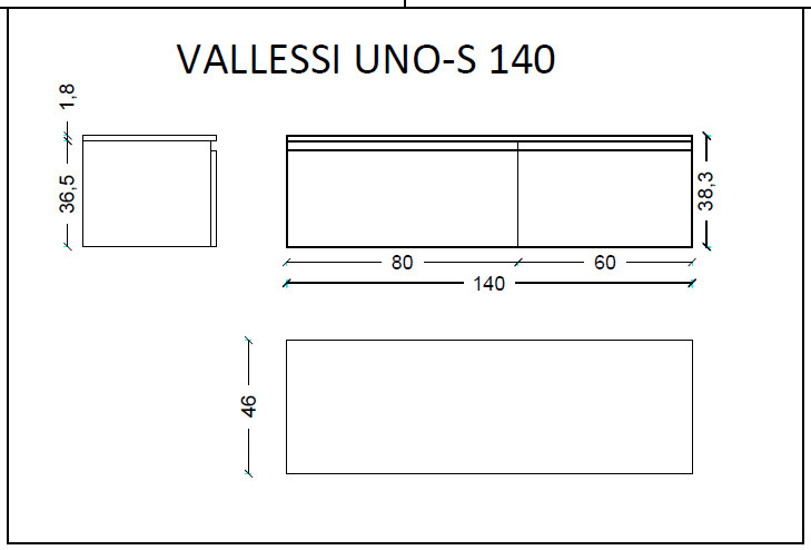Тумба под столешницу 140 см ArmadiArt Vallessi Uno-S 897-140-L